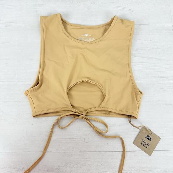 Free People x Toast Swim Top Size XS Peek a Boo Beige Beach Party - Picture 12 of 14